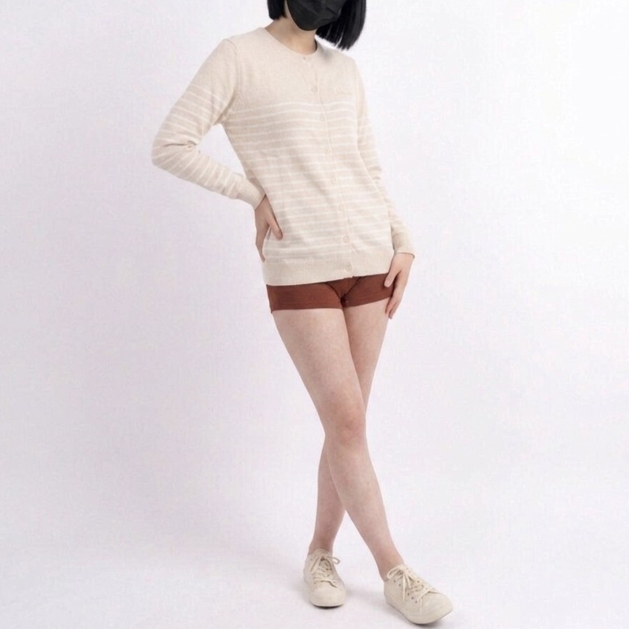 เสื้อคาร์ดิแกน ผู้หญิงแขนยาว ทอลายทาง