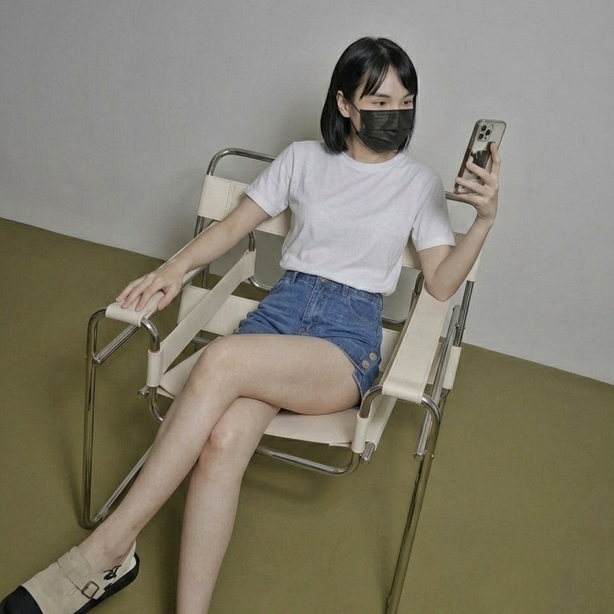 ZUOPASHA กางเกงขาสั้นยีนส์เอวสูงทรง A ใส่สบาย