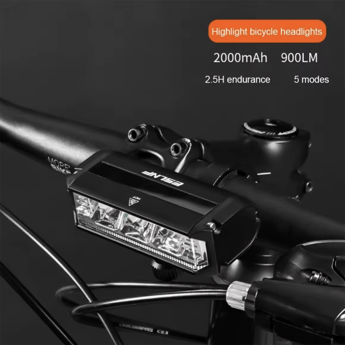 ไฟหน้าแบบชาร์จไฟได้ จักรยานไฟฉาย Bike Front Lights Aluminium Alloy Handlebar ไฟหน้าจักรยานอุป High Brightness Type-C USB Rechargeable Riding Lighting