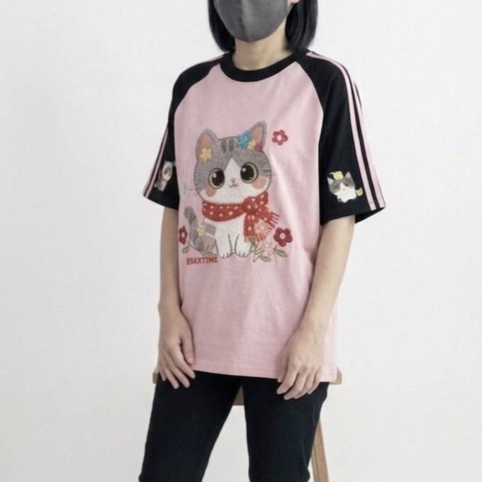 เสื้อยืดลายลูกแมว ทรงหลวม ผ้าฝ้าย 100% ใส่สบาย ระบายอากาศ