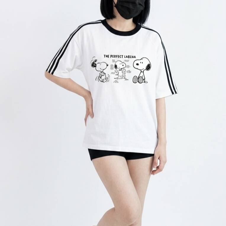 เสื้อยืดแขนสั้นคอกลม แฟชั่นเกาหลี ลายพิมพ์ Snoopy